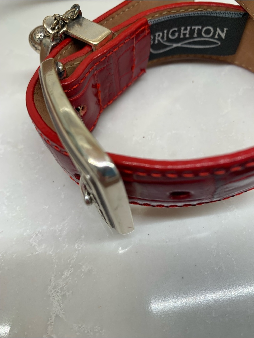 Brighton Red Croc-Embossed Leather Belt Golf with Silver Charm Size M 30” - Picture 8 of 9